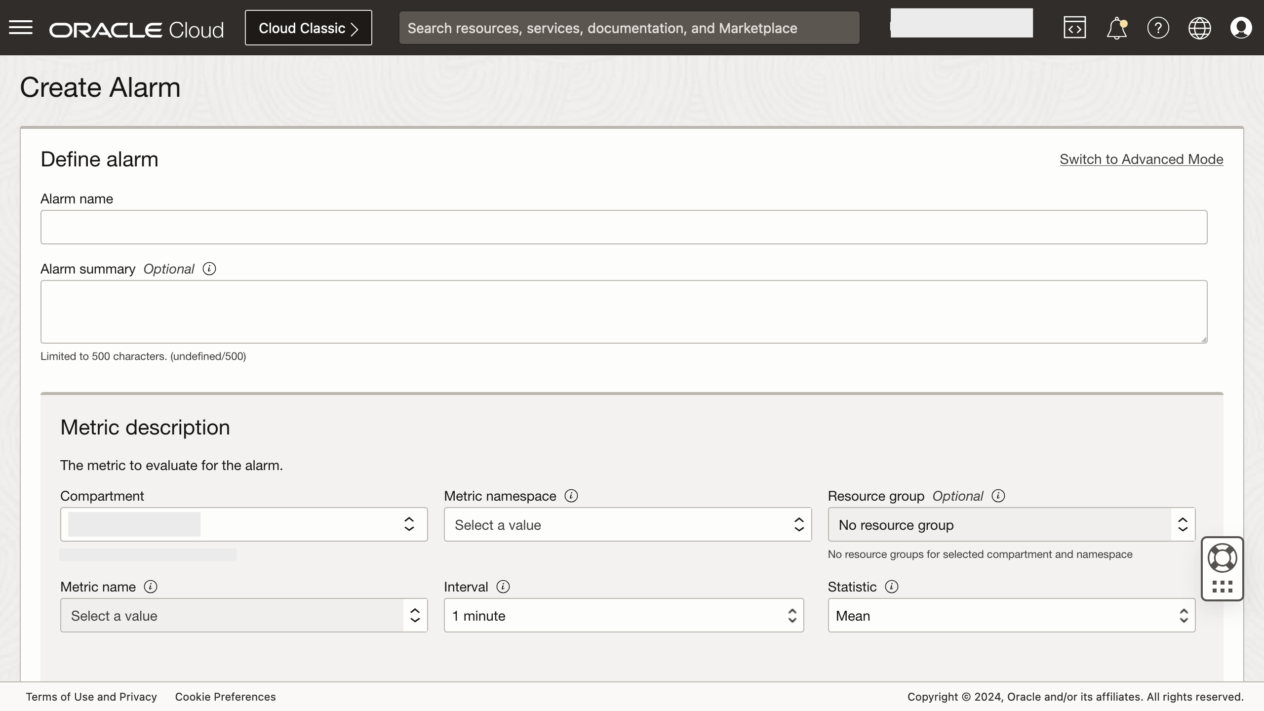 Figure 6: Custom alarm option 