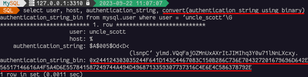Authentication string as binary