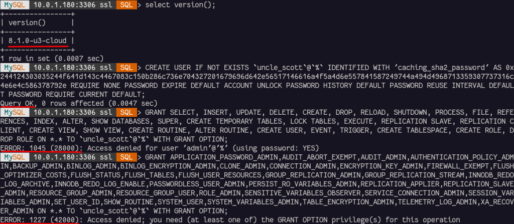 Create User on HeatWave