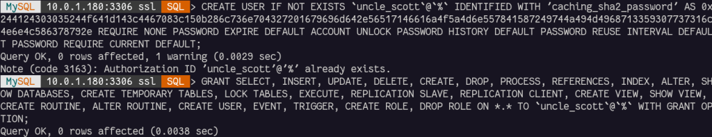 Create User on HeatWave