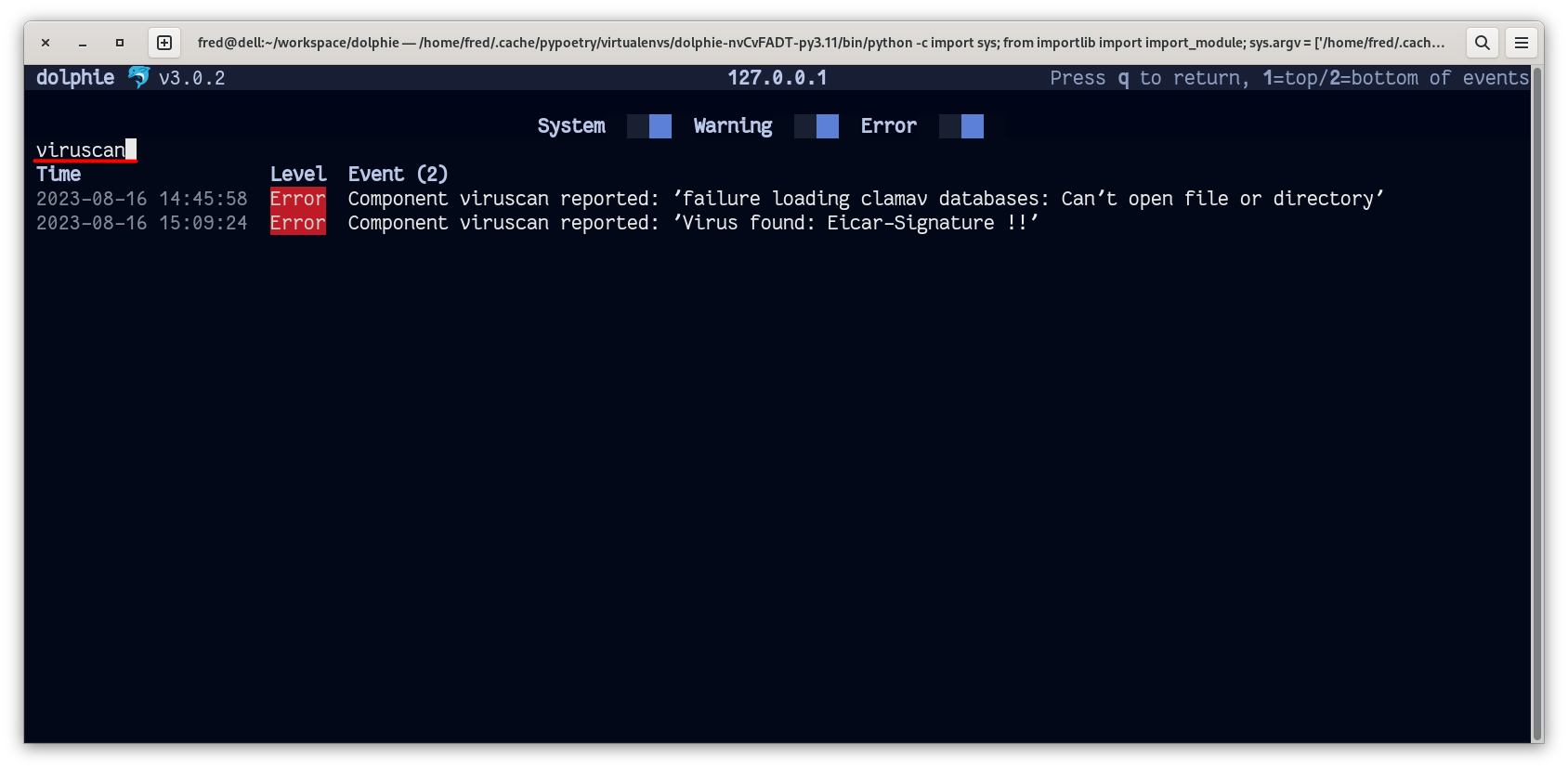 Dolphie - Search in Error Log