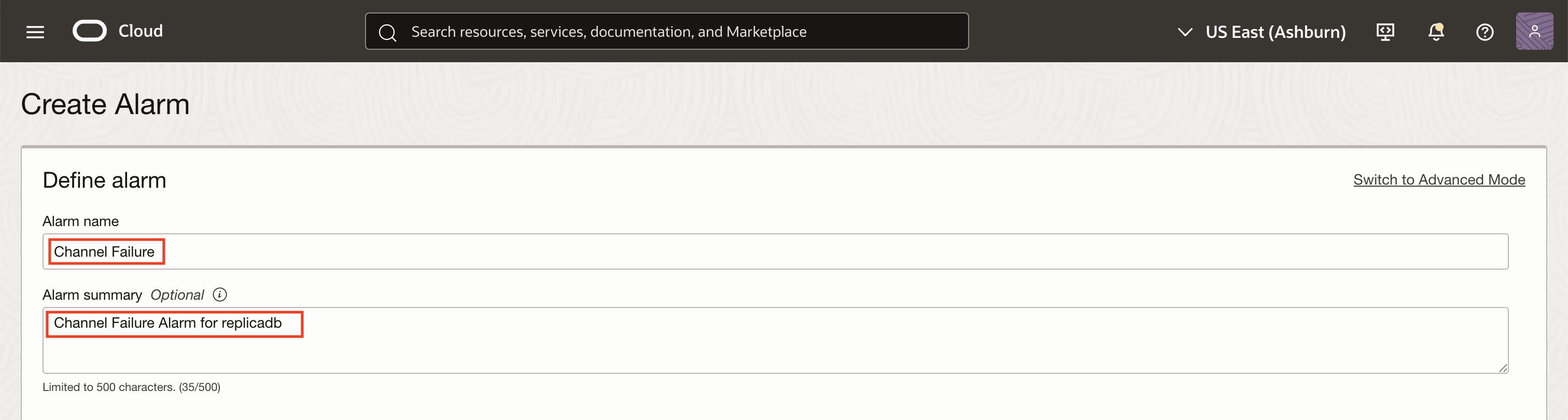 Custom alarm configuration