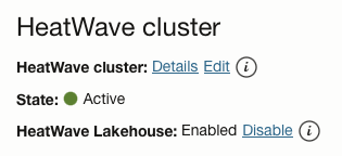 HeatWave cluster details