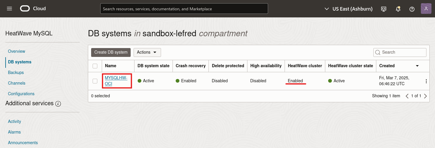 MySQL HeatWave Instance