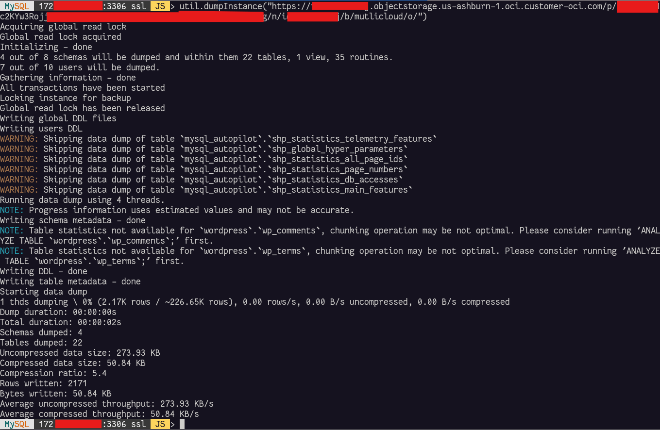 MySQL Shell Dump Utility