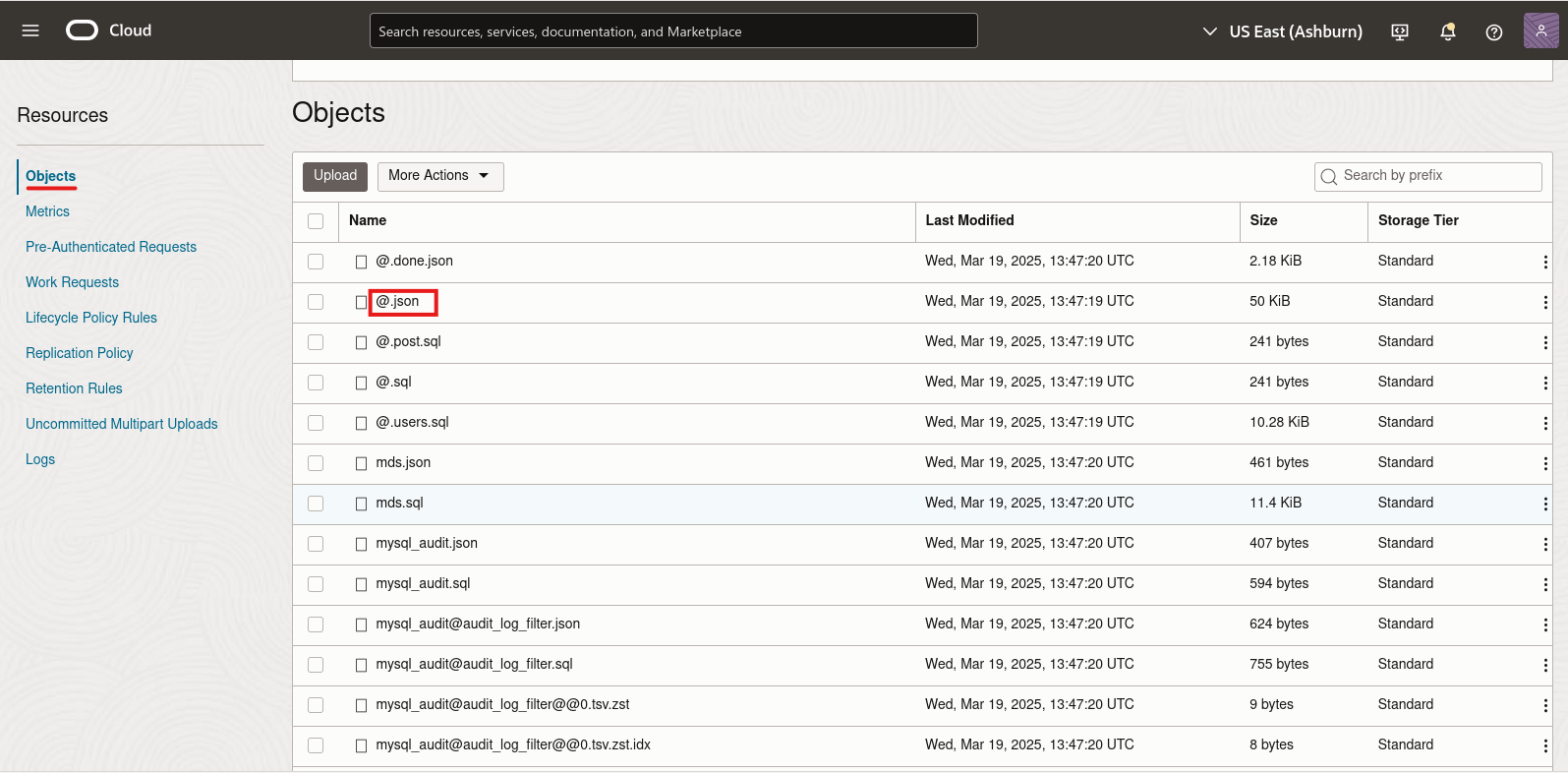 Object Storage - Bucket's Content