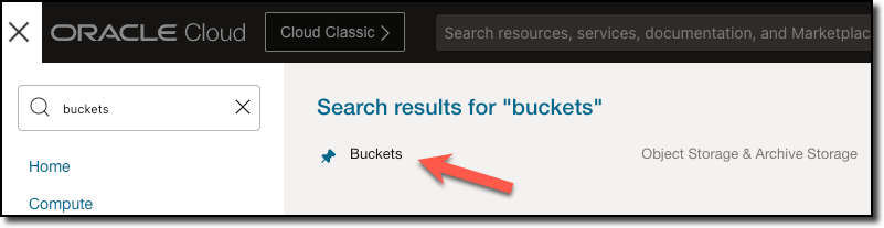 OCI Buckets Link