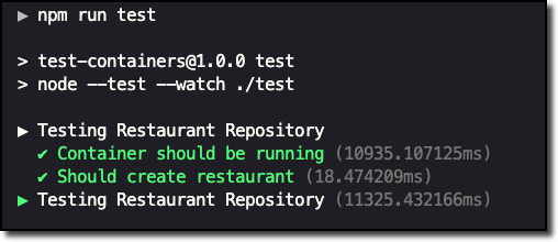 Test result with --watch
