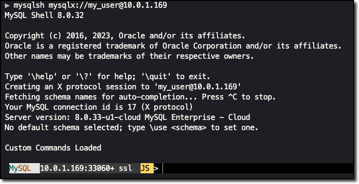 Connected to the database