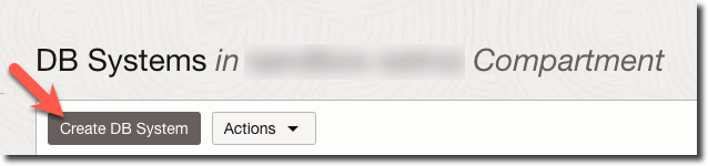 Create DB System Button