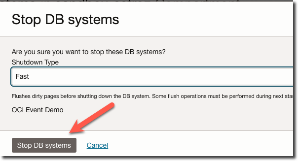 Stop DB System Form"