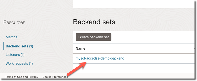Choose backend set