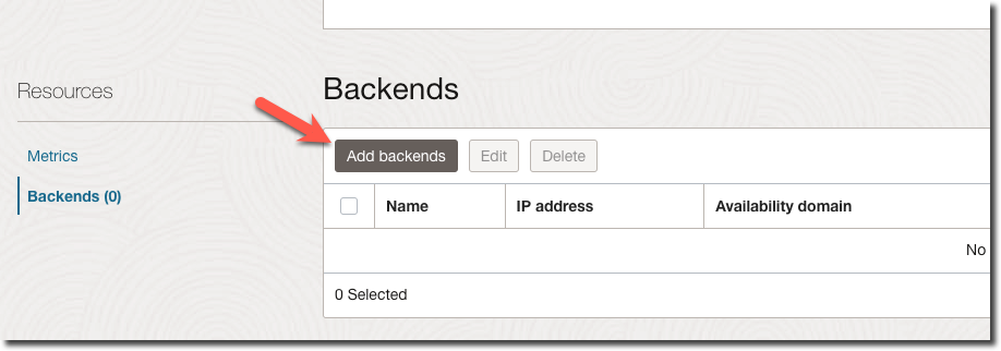 Add backends button