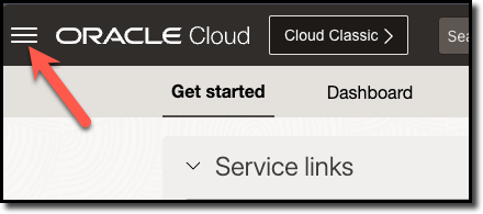 Oracle CLoud Hamburger Menu