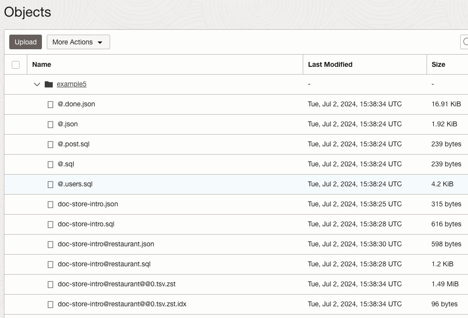 Oracle Cloud Storgae Bucket File List