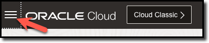 The Oracle Cloud hamburger menu