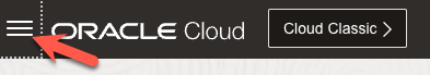 The Oracle Cloud hamburger menu
