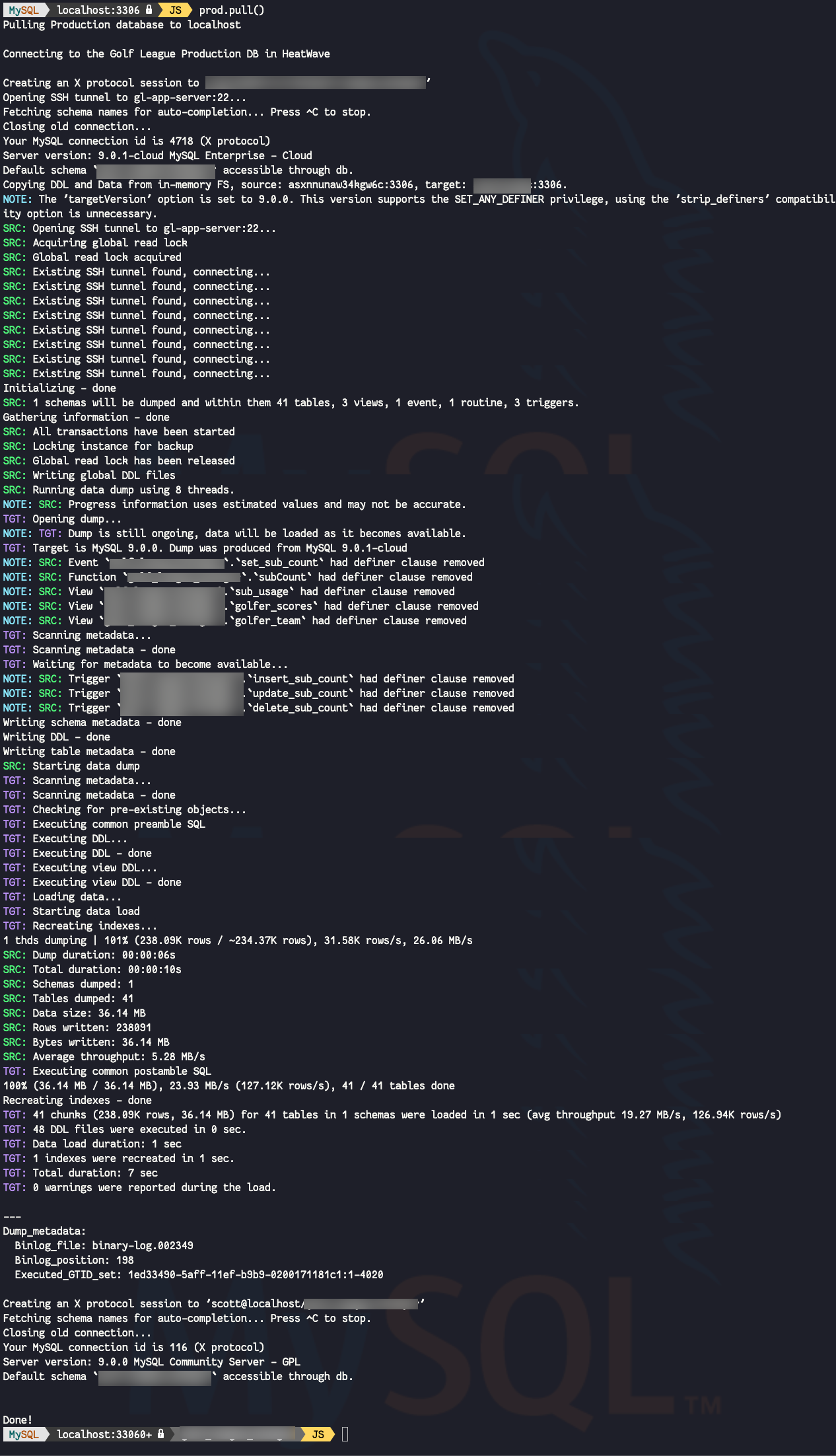 Result of calling prod.pull()