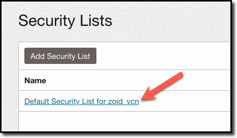 Subnet Details - security list