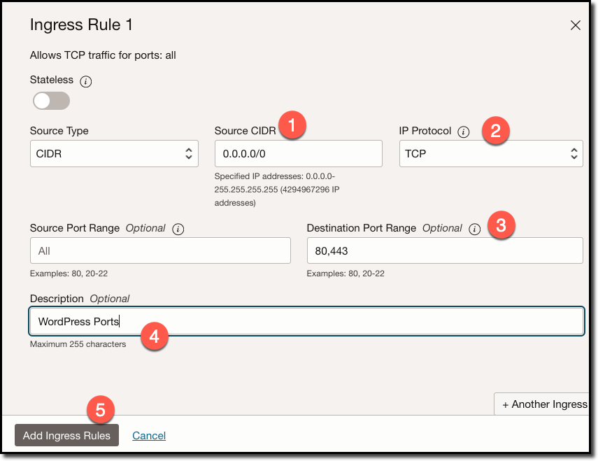 Add Ingress Rule Form