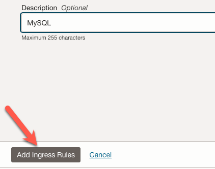 Add Ingress Rules Button