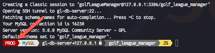 High contrast production segment in MySQL Shell prompt