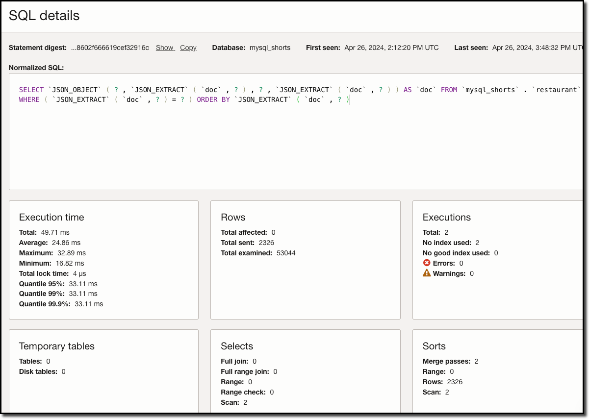 Complex Query Details