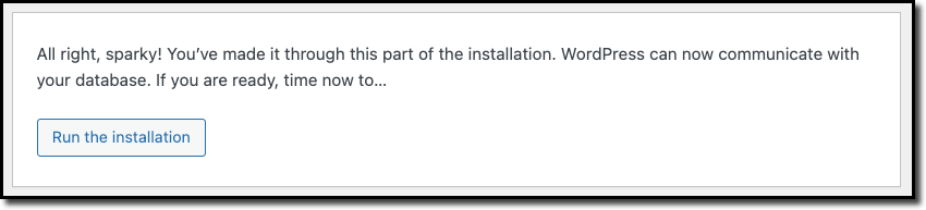 WordPress Setup Success