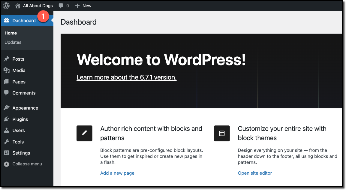 WordPress Dashboard