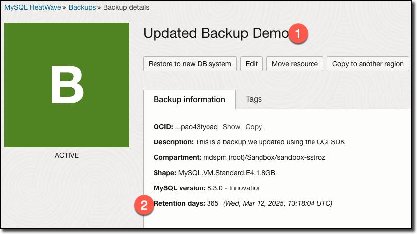 Backup Details Page 2