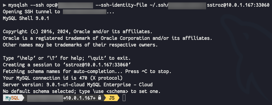 Successfully connecting to HeatWave MySQL