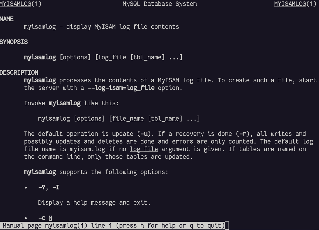 myisamlog man page