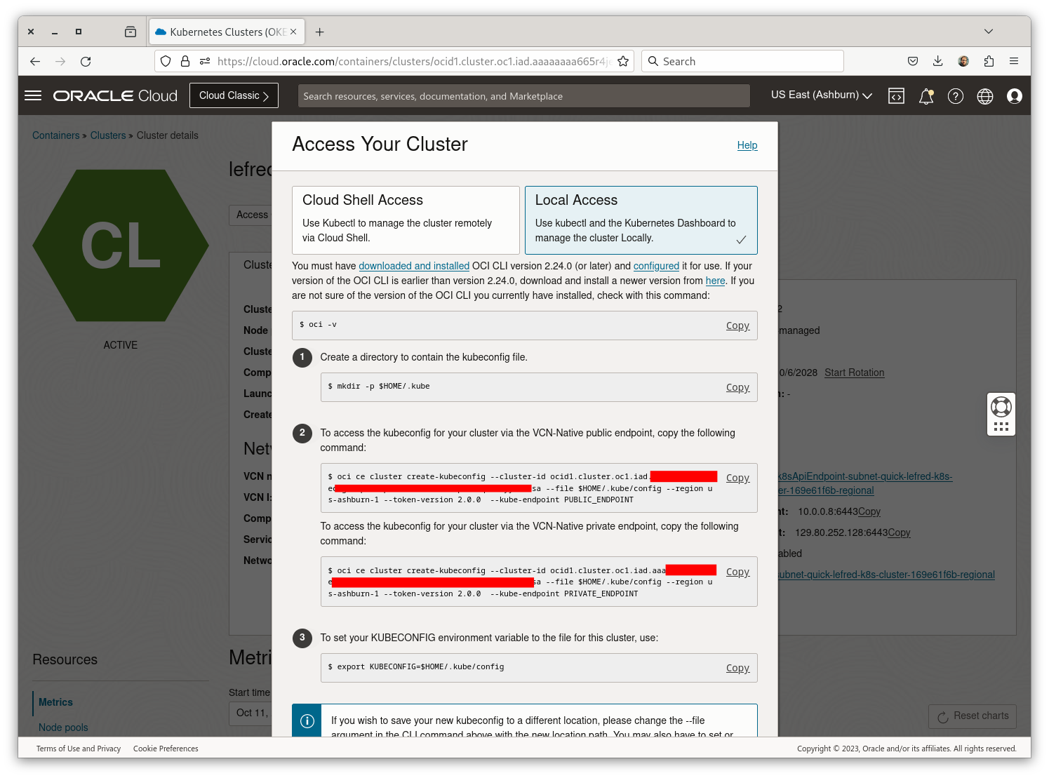 Access Cluster Commands
