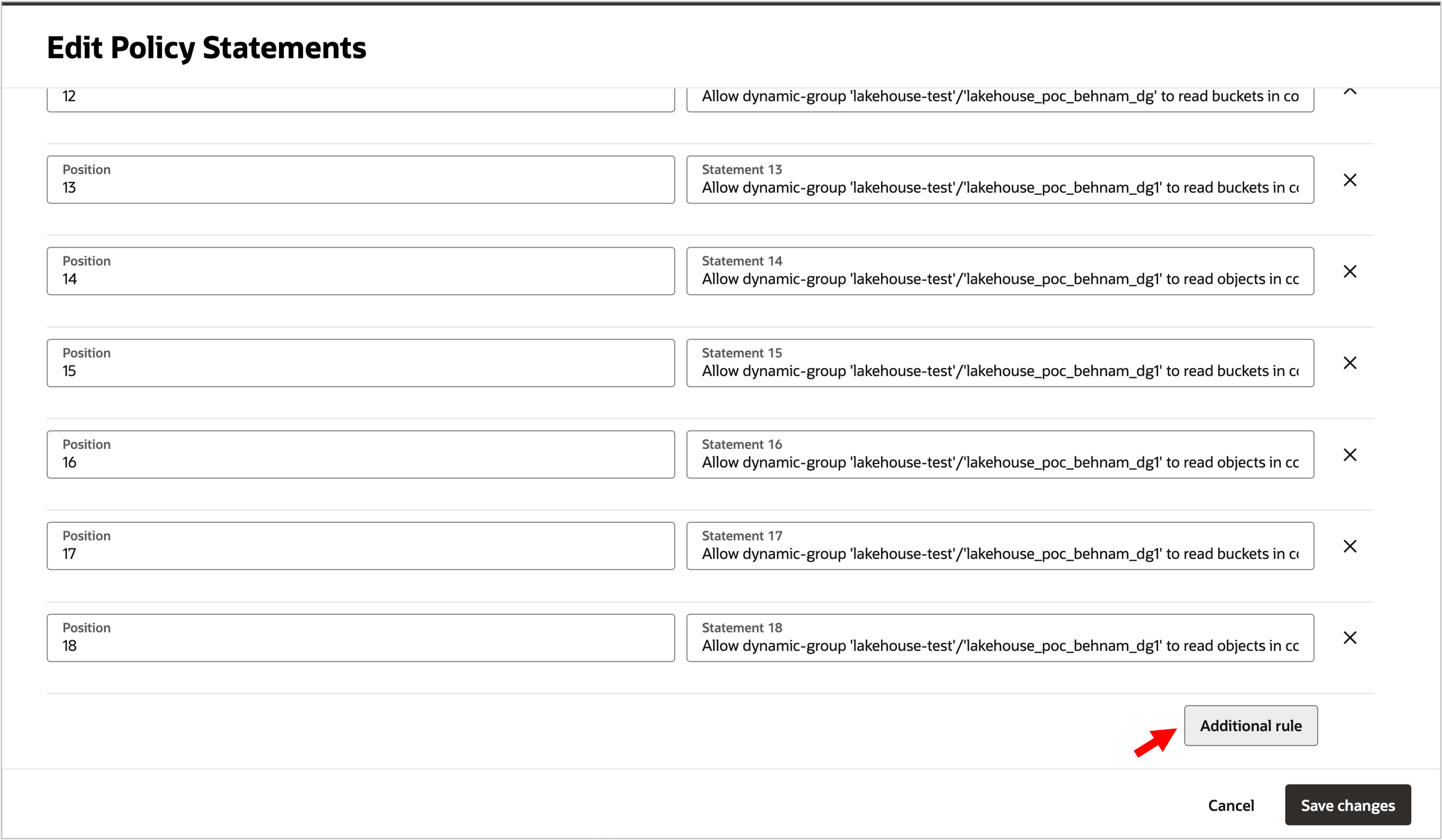 Edit policy statements