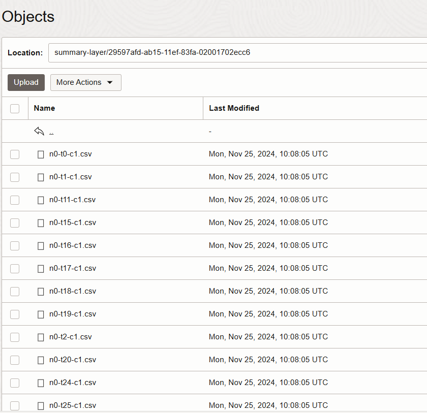 CSV files written by HeatWave containing query results