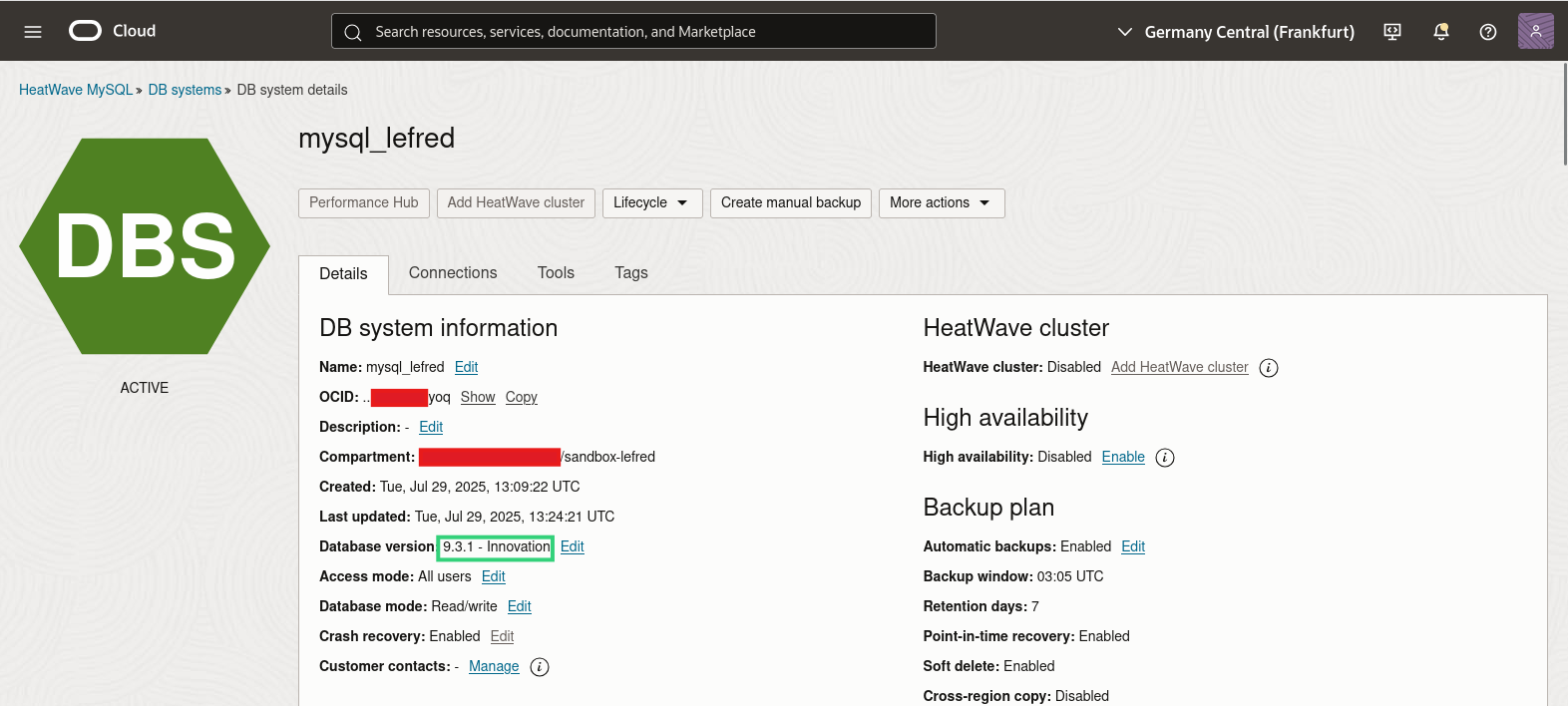 MySQL HeatWave Upgrade and Terraform