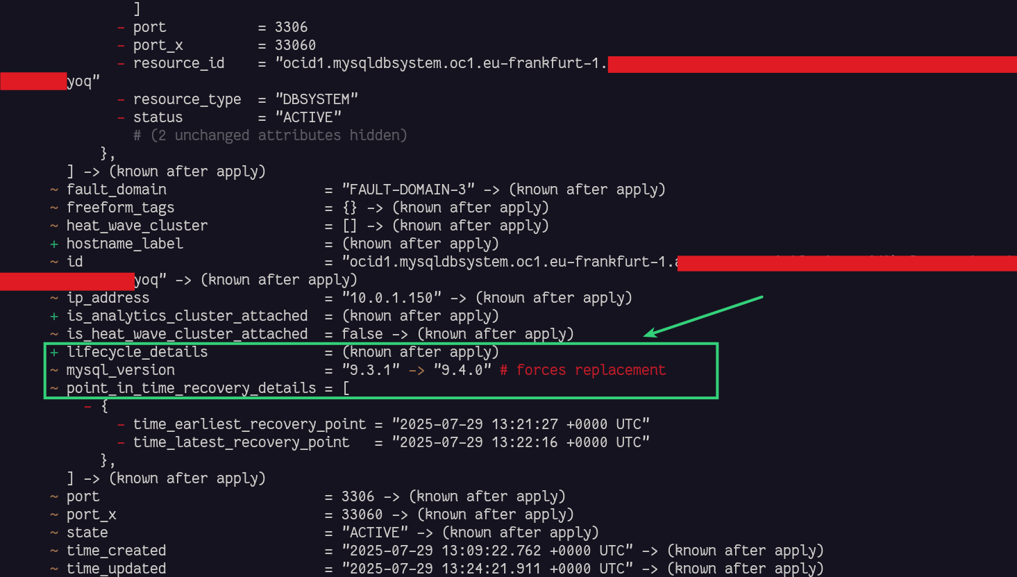 MySQL HeatWave Upgrade and Terraform