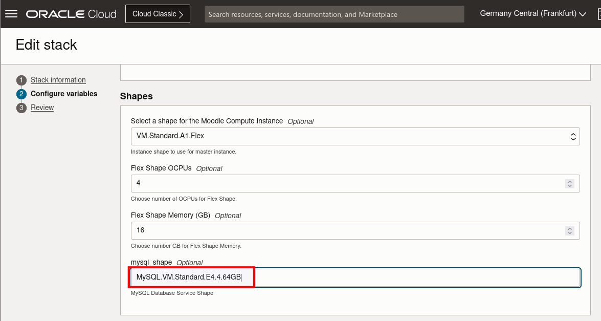 MySQL Shape with 4 OCPUs