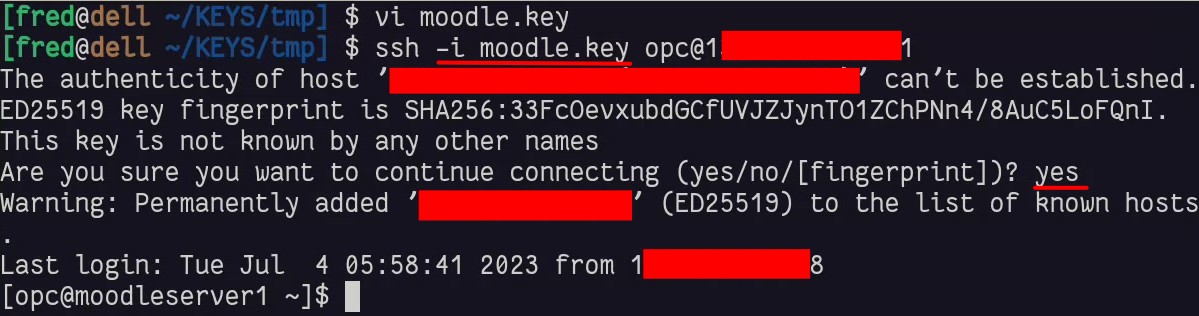 Connection to Moodle's Compute Instance in SSH