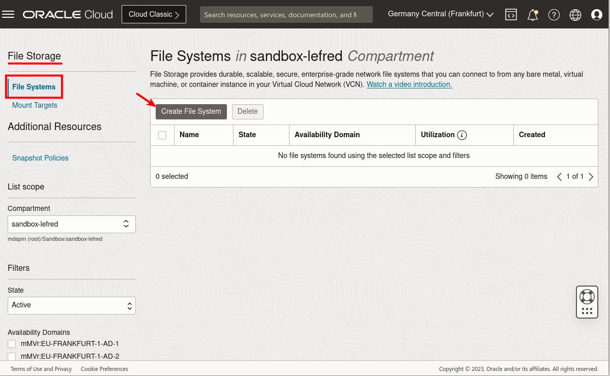 File Storage - File System Creation