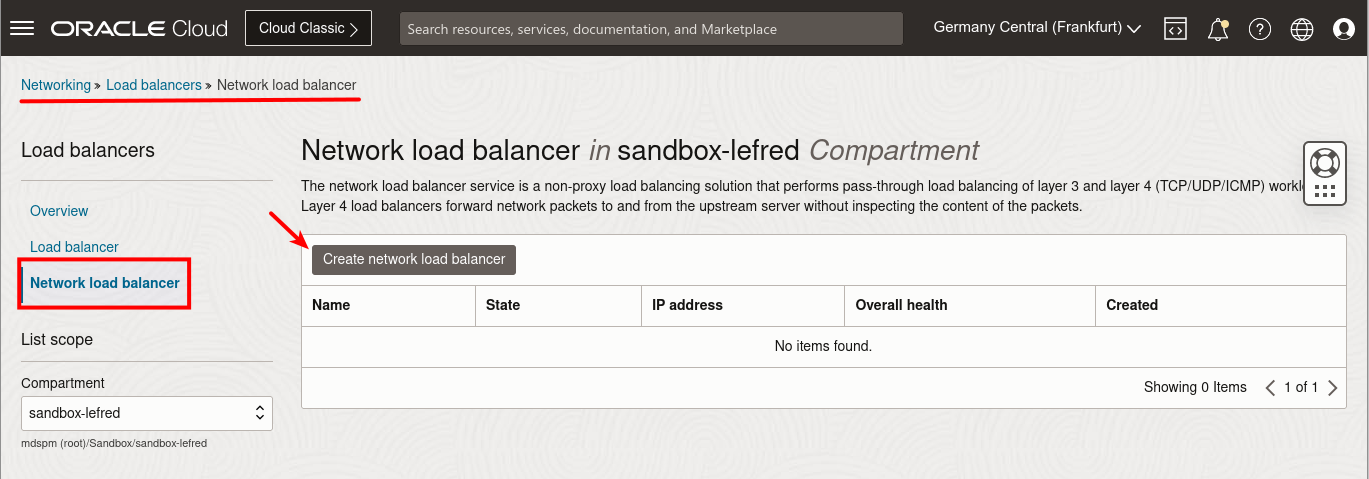 Create Network Load Balancer
