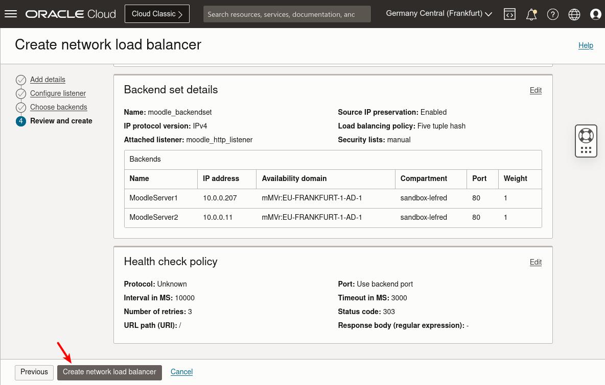 Network Load Balancer - Creation