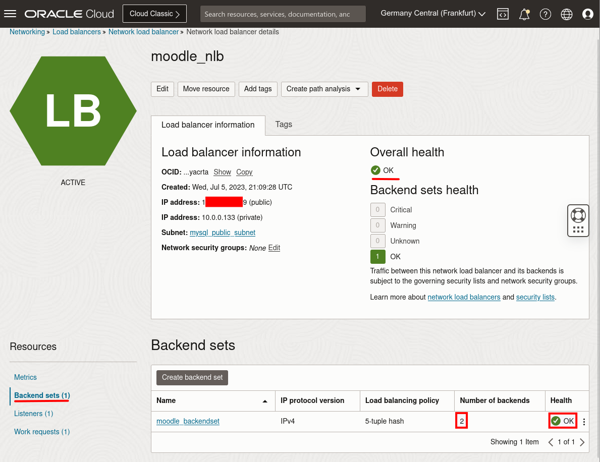 Load Balancer Information