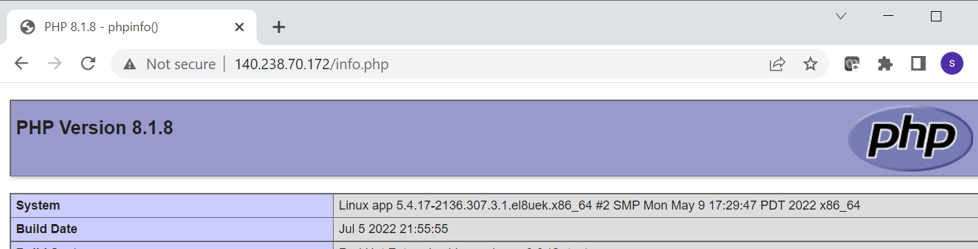 PHP information display page