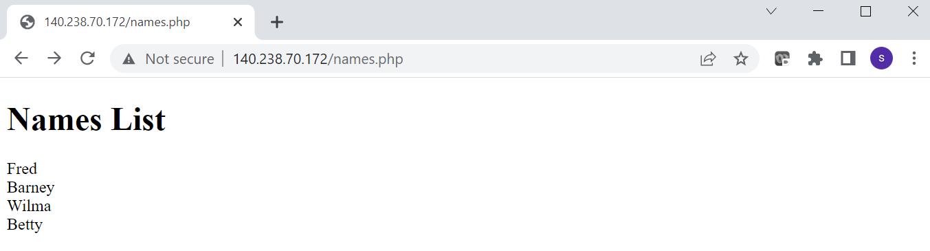 Names List - Fred, Barney, Wilma, Betty