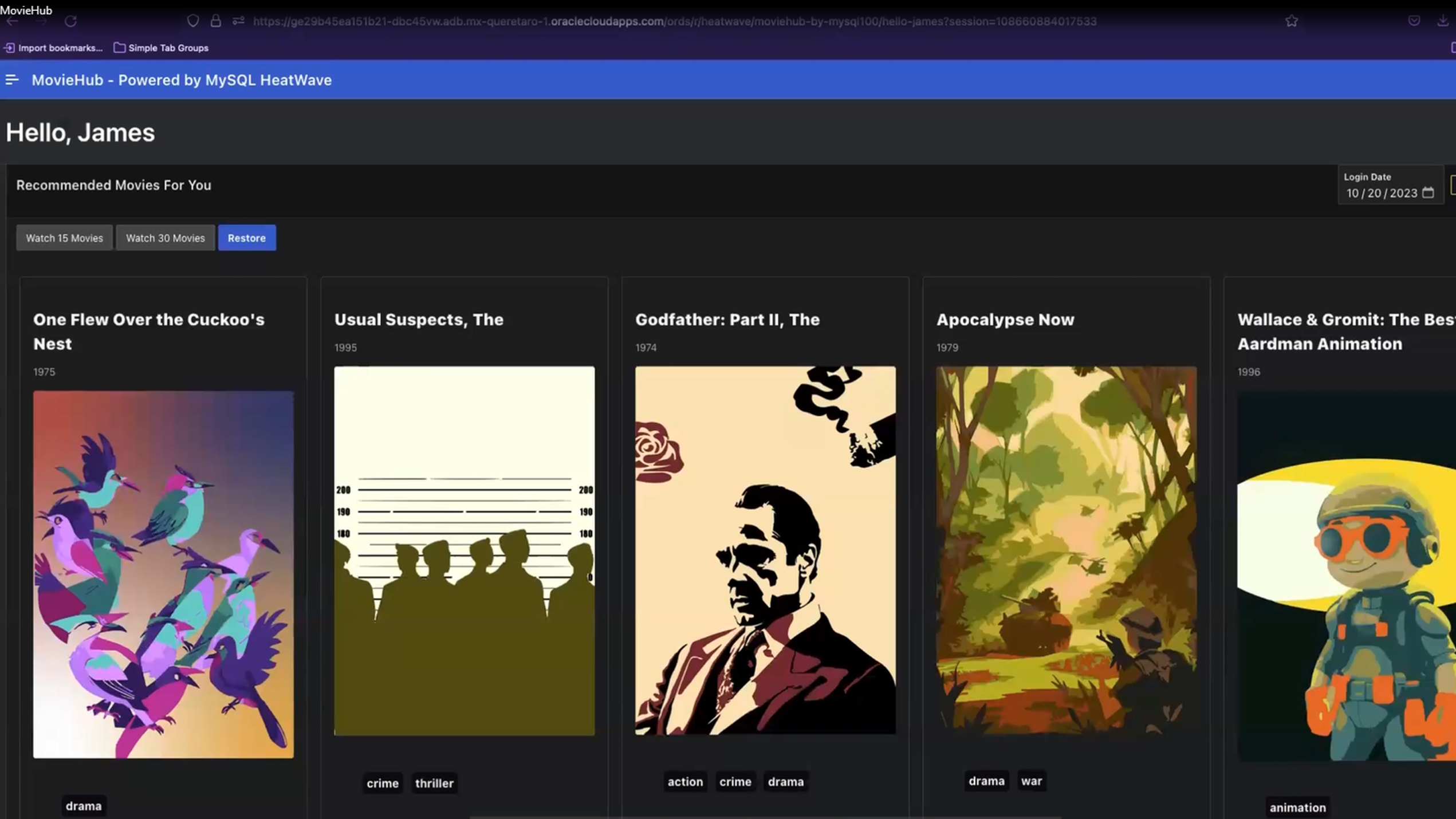 MovieHub - Powered by MySQL HeatWave