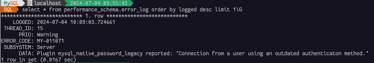 example loading a mysql_native_password authentication plugin - error log