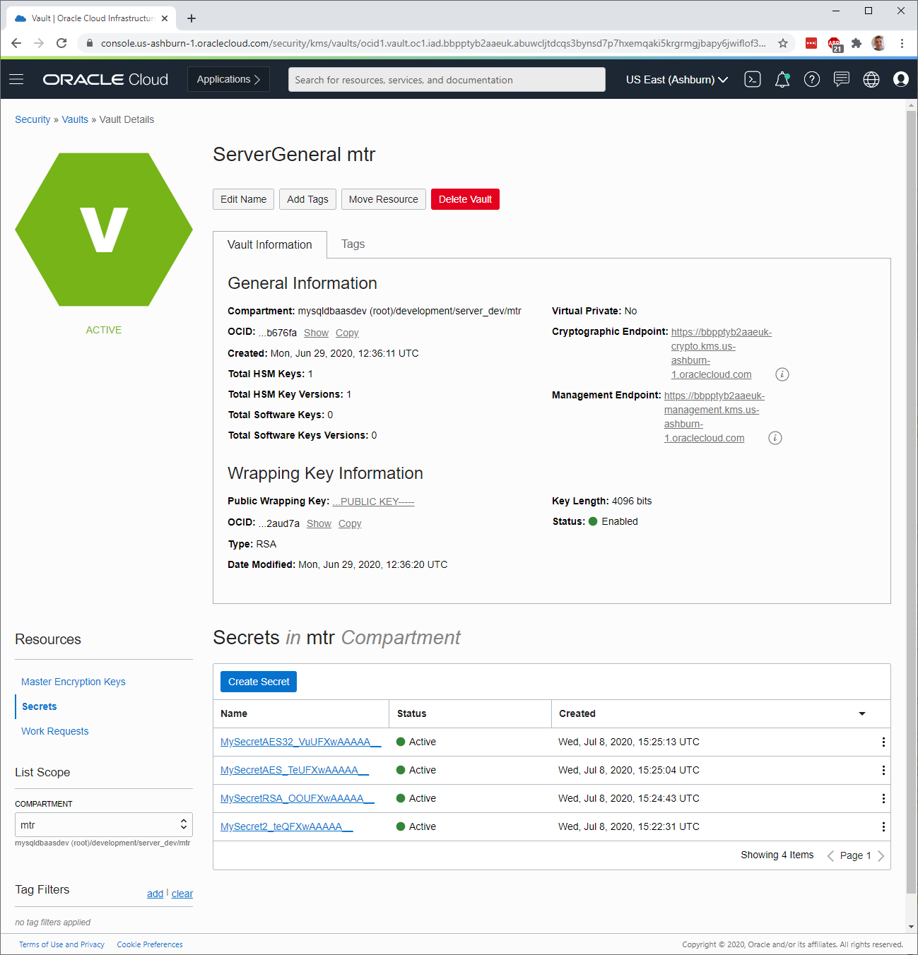 OCI Vault and MySQL Keyring 