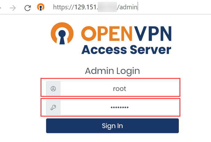 OpenVPN admin login