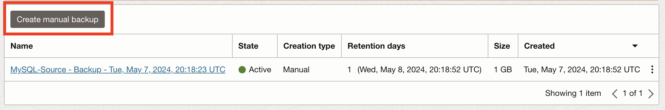 Create Manual Backup